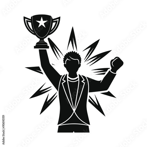 holding trophy celebration silhouette
