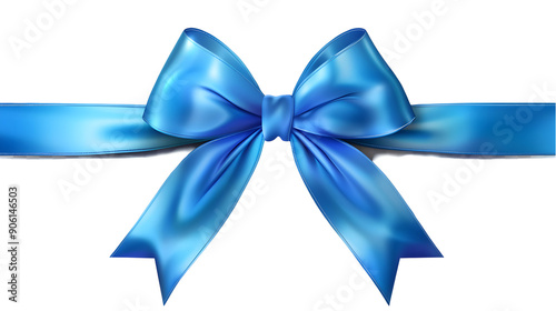 blue bow isolated on white background,generative ai