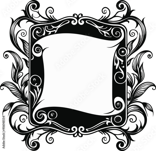 A black and white framed picture with a white background