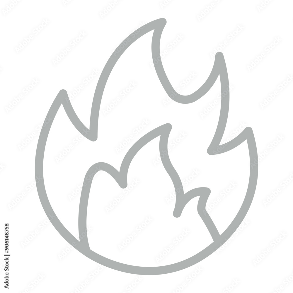 Fire Pollution Vector Line Grey Icon Design