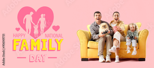 Happy family playing video ...
