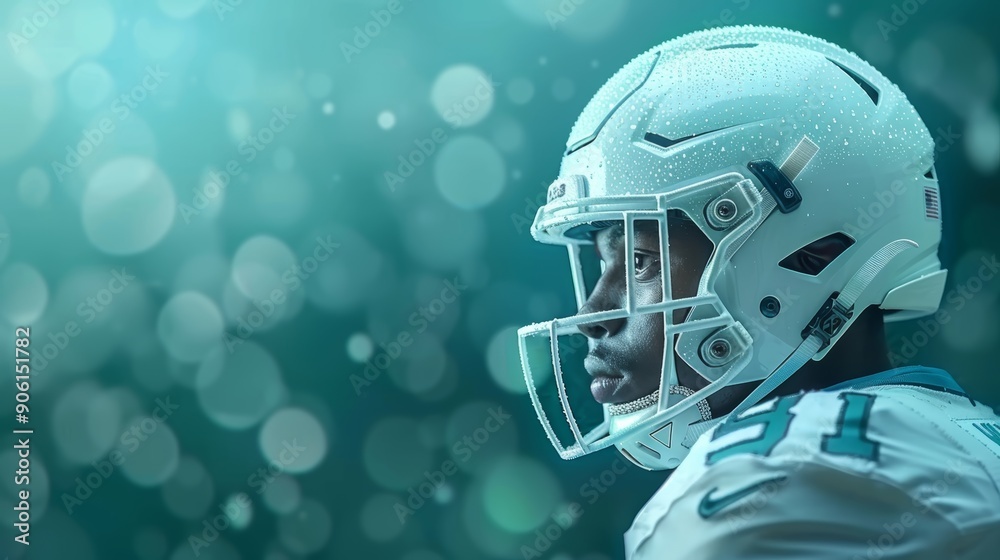 Focused Football Player in Helmet Focused Football Player in Helmet