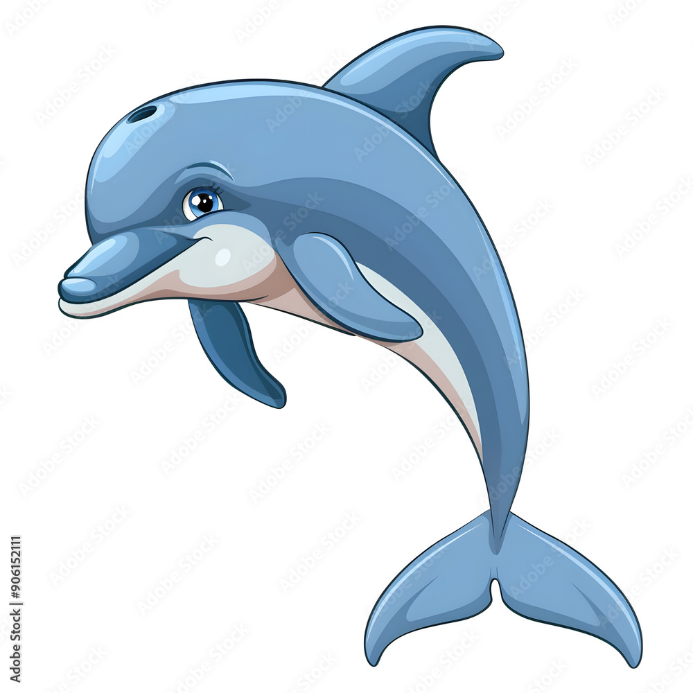 Fototapeta premium dolphin jumping out of water on white background,generative ai