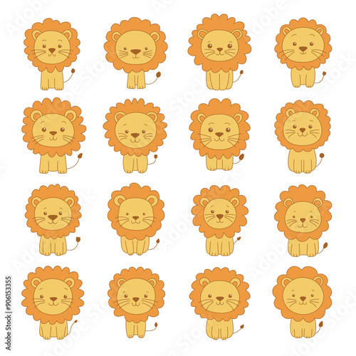 Cute lion clipart design illustration