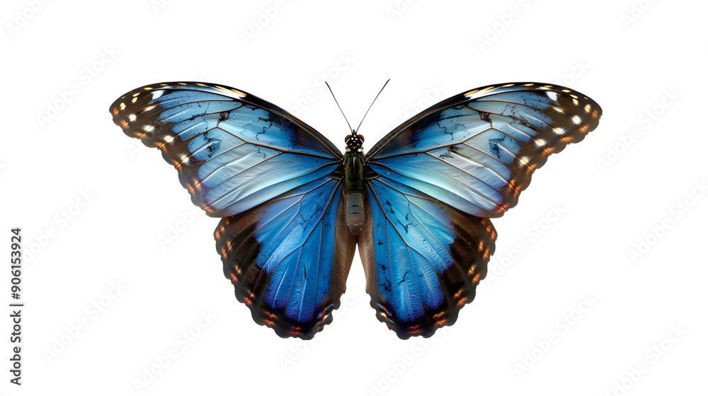 Obraz premium blue butterfly on white background, generative ai