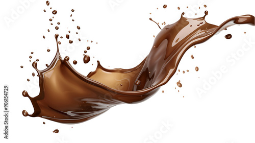 chocolate splashe wave isolated white background,generative ai