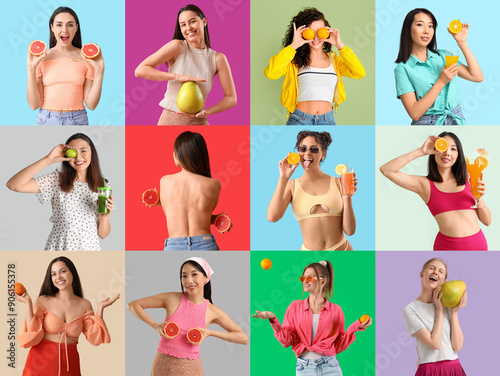Collage of young women with...