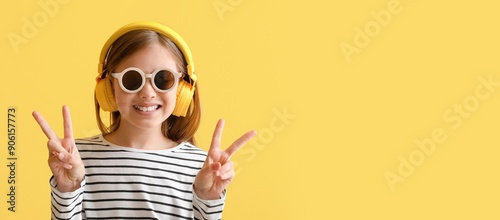 Happy little girl listening...