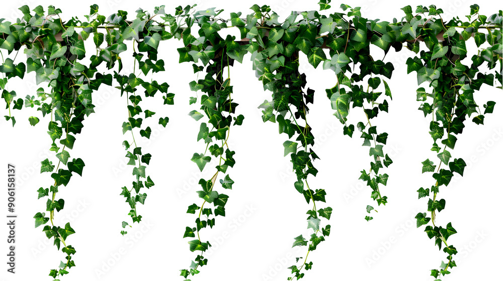 green ivy vines hanging down transparent background,generative ai