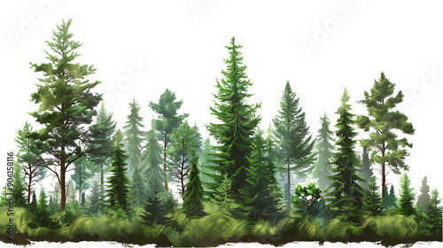 watercolor pine tree background drawn landscape,generative ai