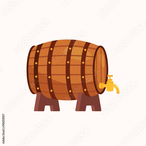 Wooden beer barrel illustration