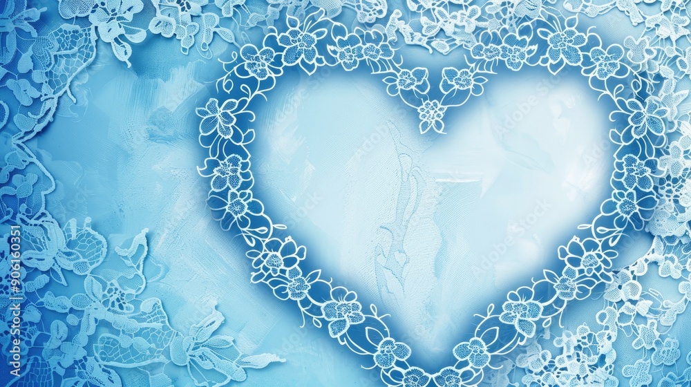 Blue heart background with lace design Blue heart background with lace design