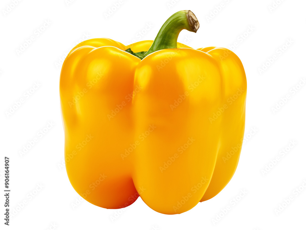 a yellow bell pepper with a green stem a yellow bell pepper with a green stem