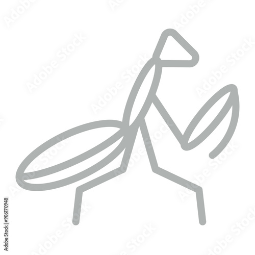 Praying Mantis Vector Line Grey Icon Design