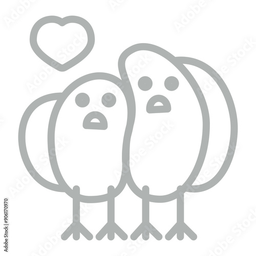 Lovebird Vector Line Grey Icon Design