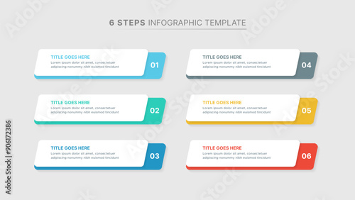 Simple List Business Infographic Design Template with 6 Points