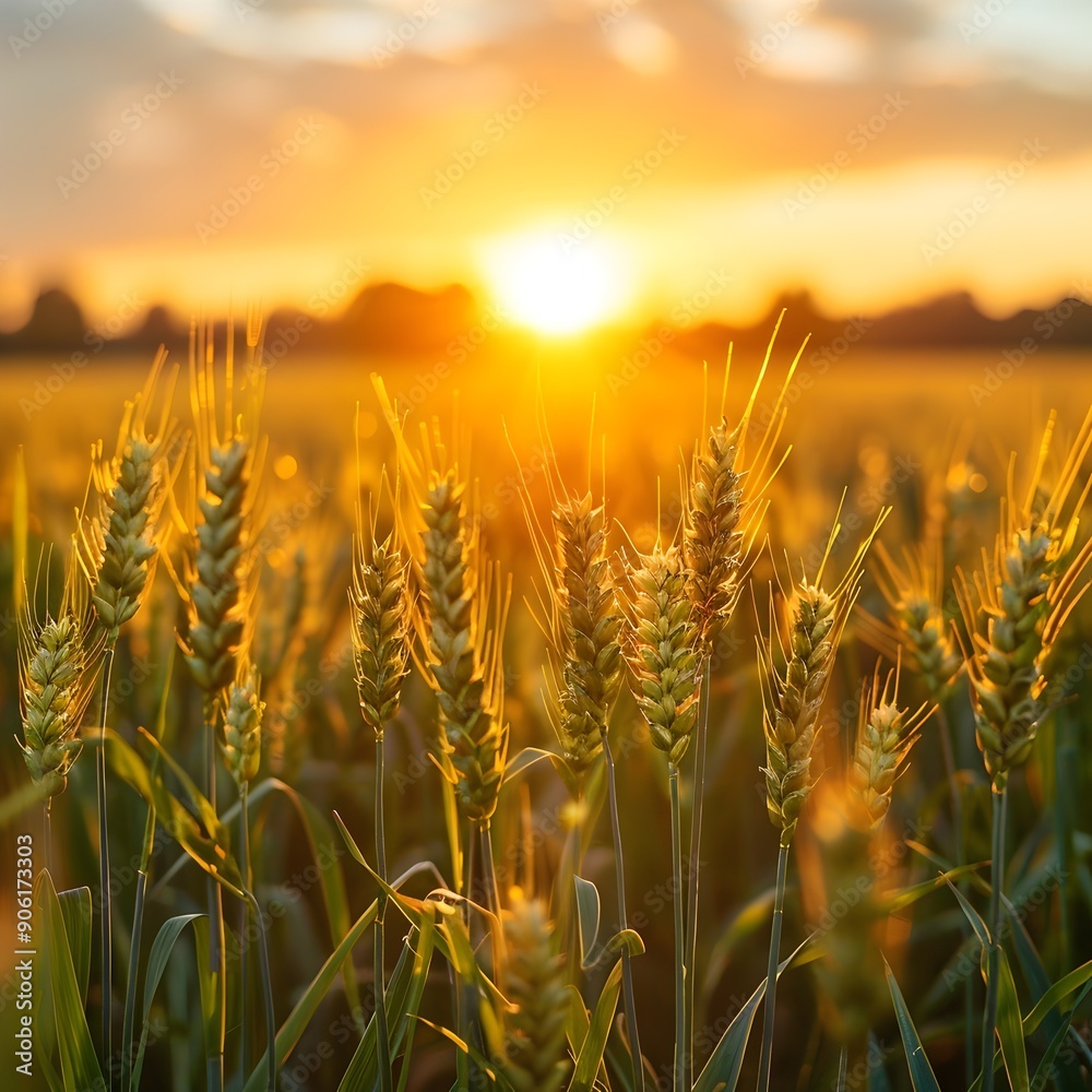 Serene Sunrise Over a Flourishing Wheat Field Symbol of Growth and New Opportunities Serene Sunrise Over a Flourishing Wheat Field Symbol of Growth and New Opportunities