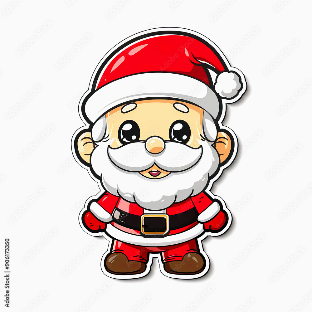 Cartoon Santa Claus with Big Eyes and a White Beard