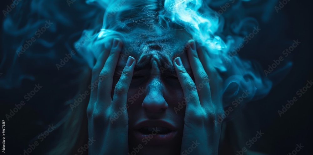 Fototapeta premium negative wakefulness expresses sadness through a sense of restless and unresolved emotion.