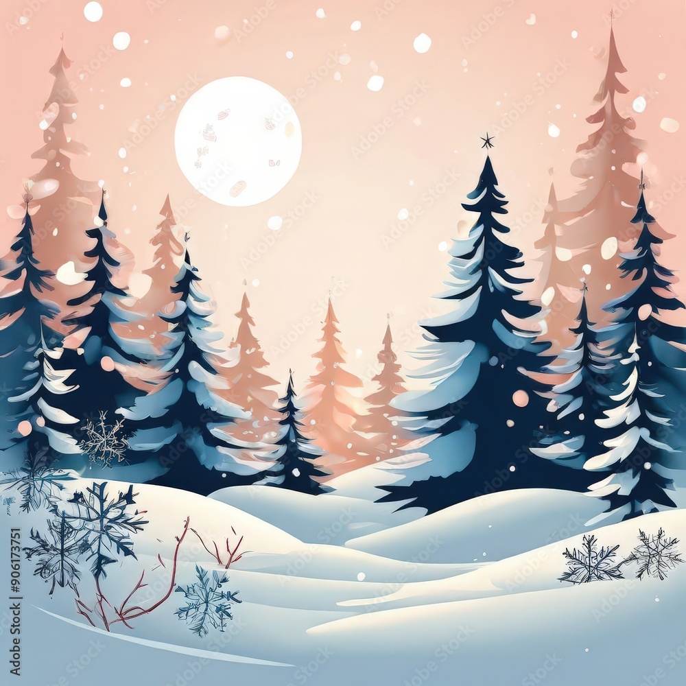 Obraz premium the AI Image Generator, Winter background snow covered trees on a sunny day