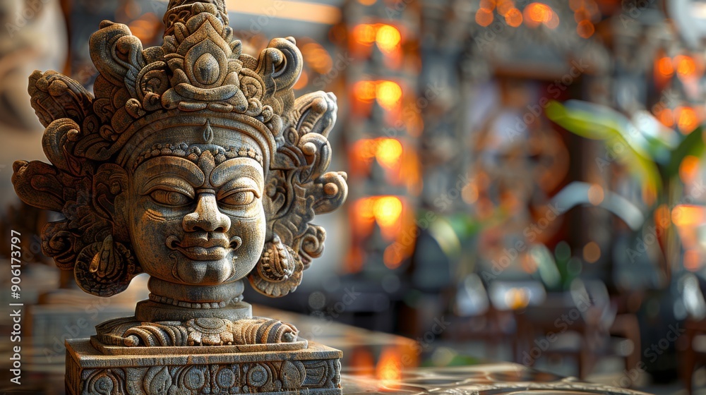 Background showcasing the majestic ruins of a historical Buddhist monument in Asia, capturing the essence of traditional Javanese art and religion Background showcasing the majestic ruins of a historical Buddhist monument in Asia, capturing the essence of traditional Javanese art and religion