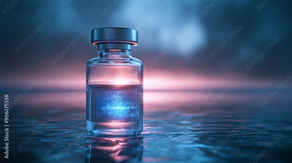 Mystical Glass Vial With Radiant Liquid Illuminated by Ethereal Light at Dusk Mystical Glass Vial With Radiant Liquid Illuminated by Ethereal Light at Dusk