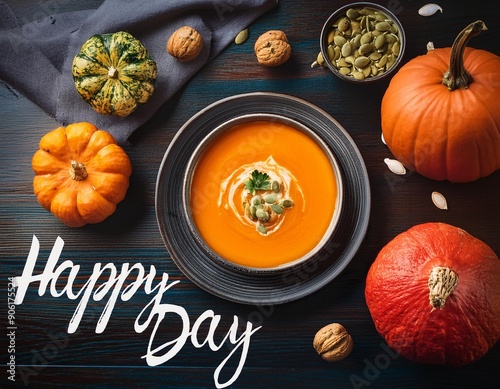 pumpkin food and typing hapy pumpkin day photo