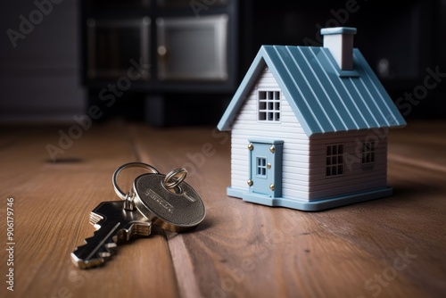 Miniature house models with keys. real estate concept.