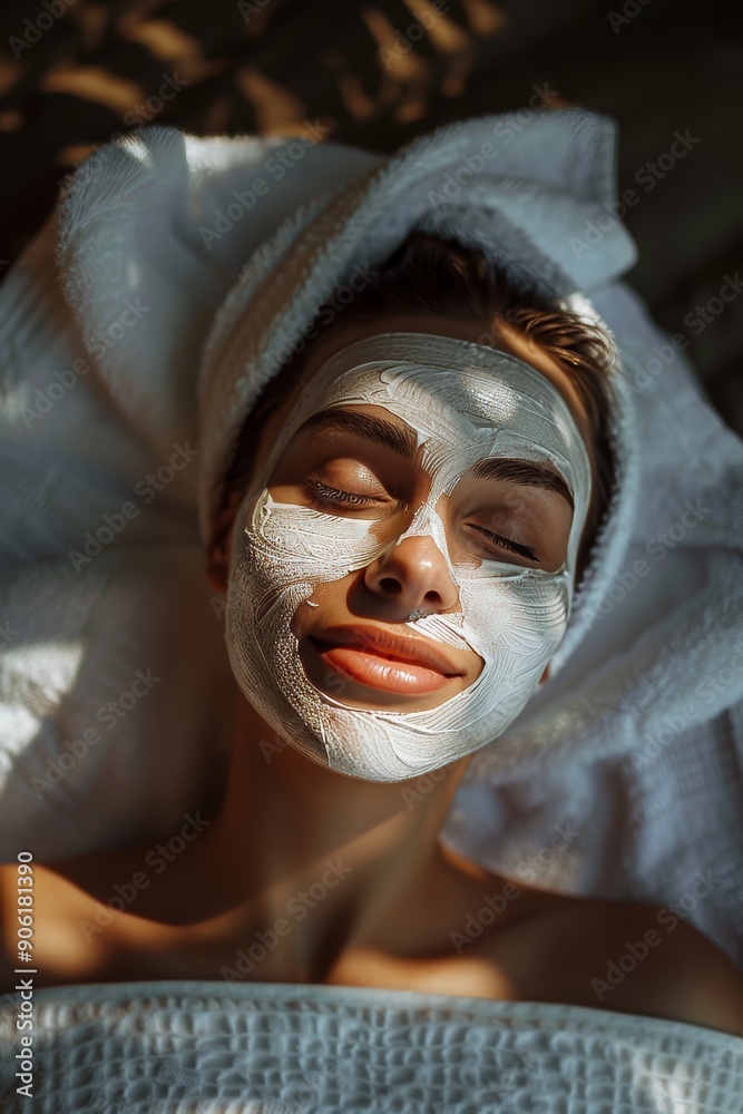 Relaxing Spa Day for a Young Woman, Enjoying Facial Treatment Generative AI Relaxing Spa Day for a Young Woman, Enjoying Facial Treatment Generative AI
