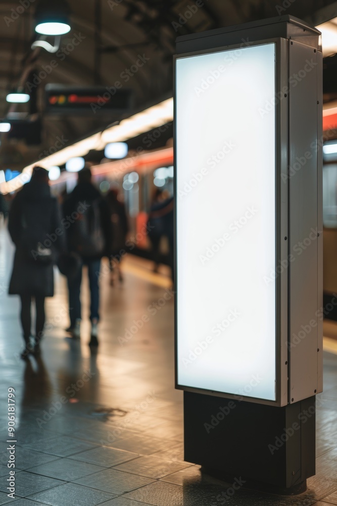 Blank Advertising Space in Subway Station Corridor Generative AI Blank Advertising Space in Subway Station Corridor Generative AI