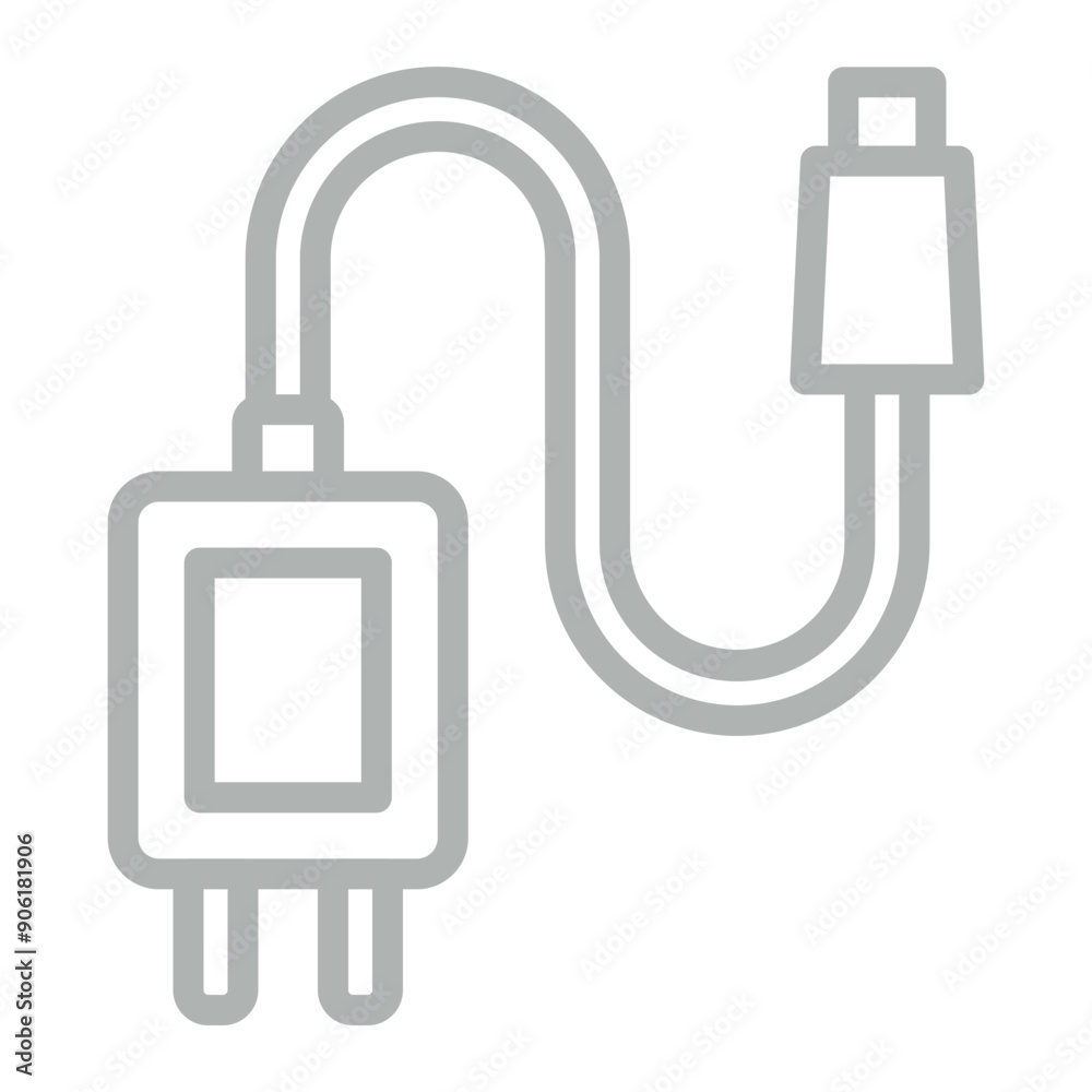 Mobile Charger Vector Line Grey Icon Design Mobile Charger Vector Line Grey Icon Design