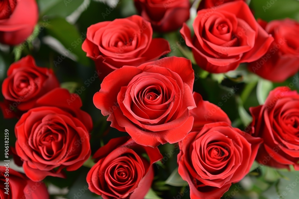 Fresh Red Roses Close Up, Perfect for Valentine's Day or Anniversary Gift Generative AI