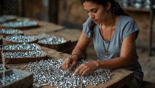 The environmental sustainability of platenium and silver jewelry production ai_generated photo