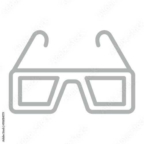 3d Glasses Vector Line Grey Icon Design