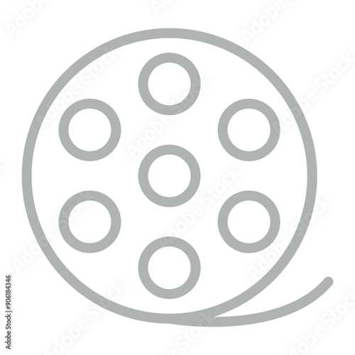 Film Reel Vector Line Grey Icon Design