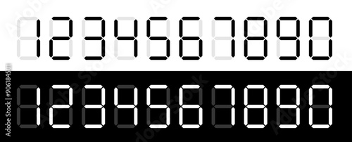 Black digital numbers. Digital clock numbers. Vector illustration