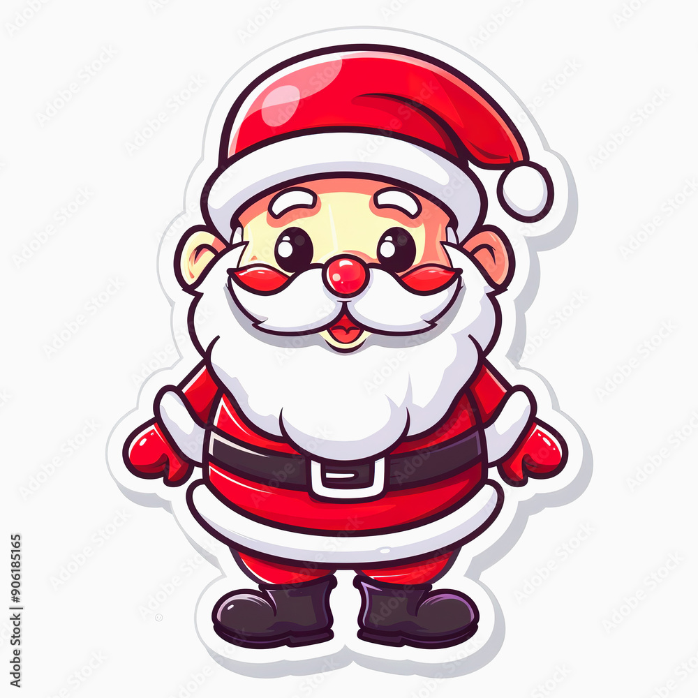 Cartoon Santa Claus Sticker with Smiling Face Cartoon Santa Claus Sticker with Smiling Face