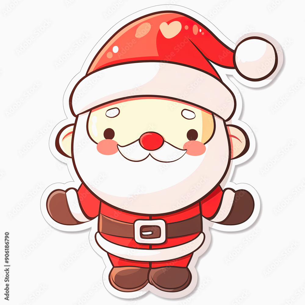 Cartoon Santa Claus with a Smiling Face