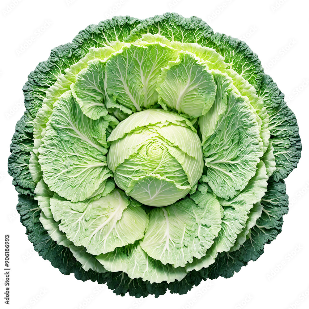 Fototapeta premium Cabbage mandala a layered circular design of cabbages with leaves unfurling and water splashing