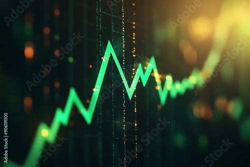 A green line with a downward slope is displayed on a black background