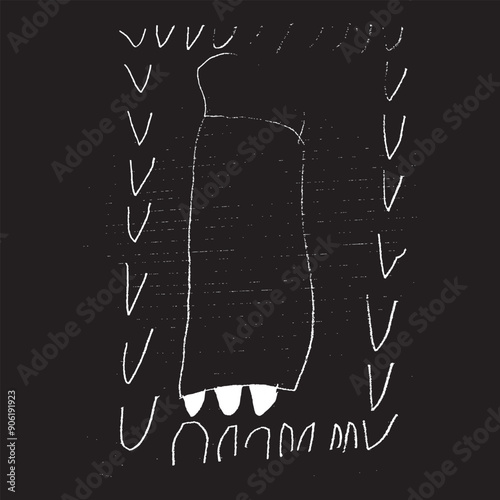 Chalk hand drawn brush abstract outlines. Grunge graffiti line hand drawn sketch design. Grunge abstract chalk  crayon pencil style.