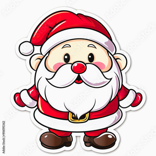 Cartoon Santa Claus with a Big Smile and White Beard