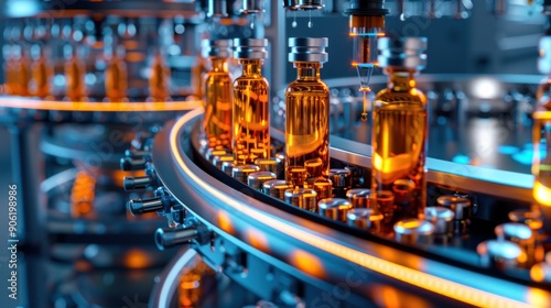 Wallpaper Mural Pharmaceutical manufacturing plant that carefully packages ampoules for distribution. Complete pharmaceutical manufacturing process. Torontodigital.ca