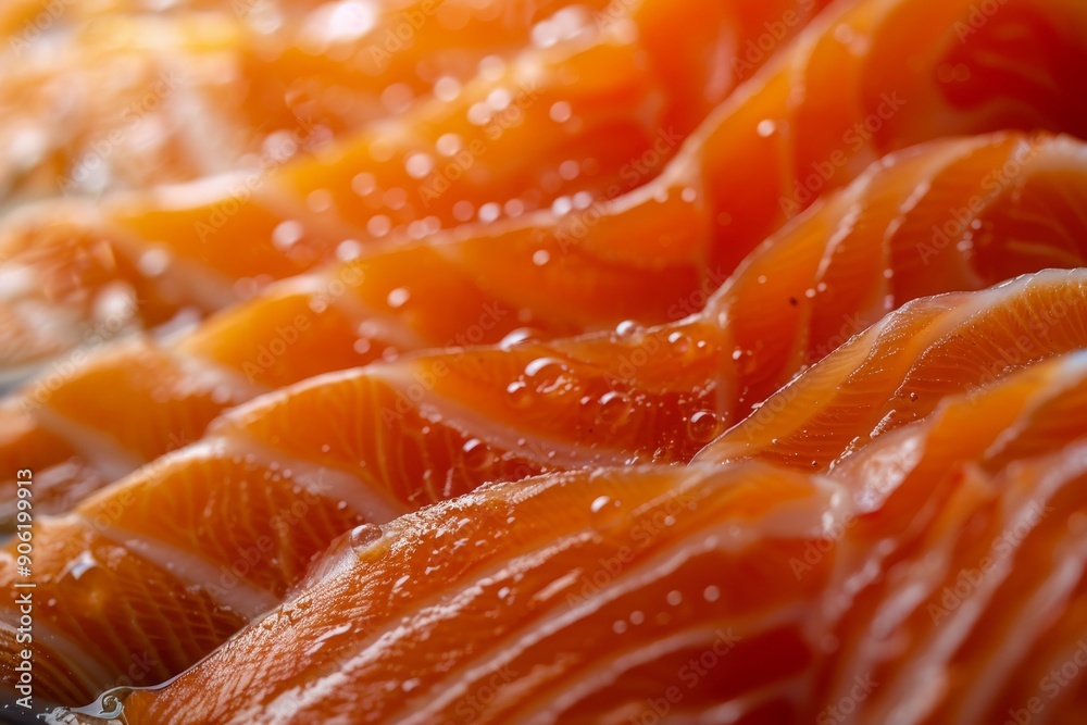 Fresh Salmon Slices on a Bright and Smooth Surface, Perfect for Culinary and Food Industry Use Generative AI