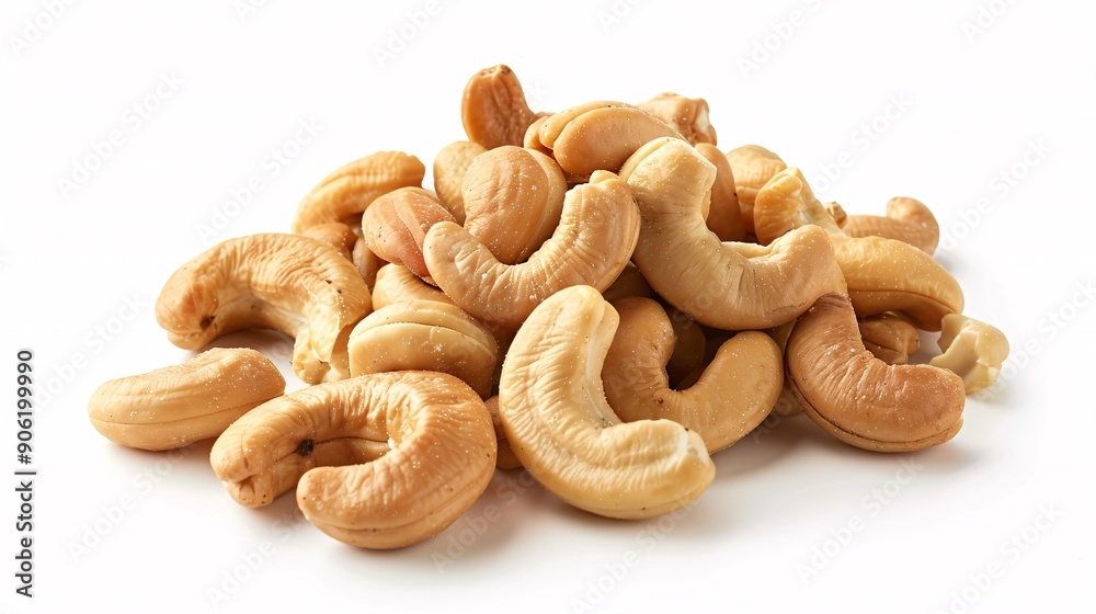 Roasted cashews on a plain background. Roasted cashews on a plain background.