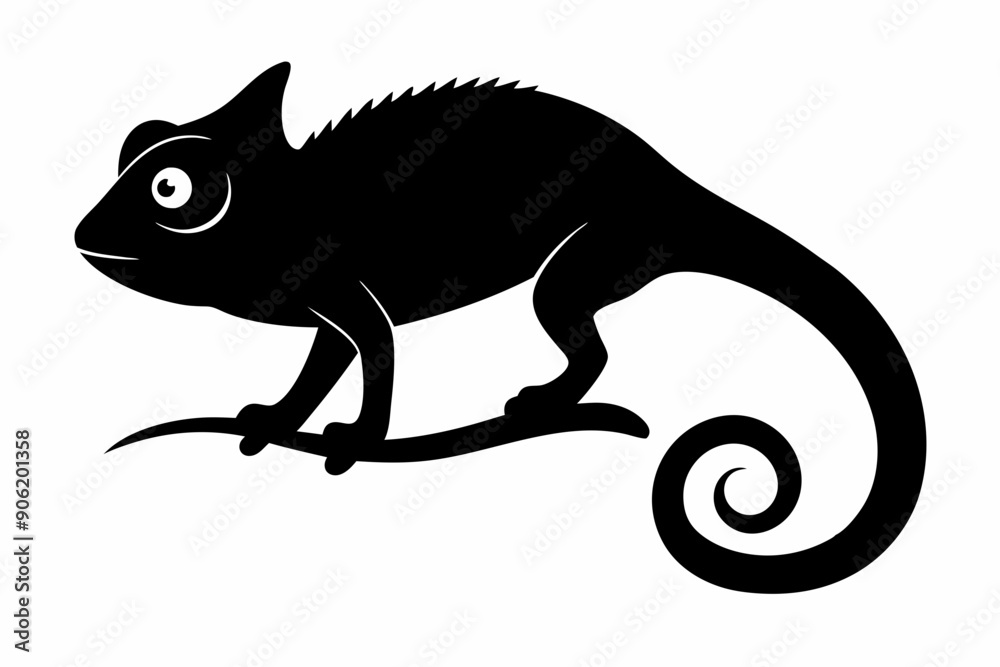 Obraz premium Chameleon vector silhouette, Chameleon icon