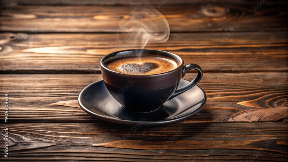 Coffee cup , placed on a rustic wooden table, capturing a traditional feel Coffee cup , placed on a rustic wooden table, capturing a traditional feel