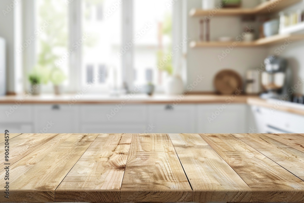 kitchen table background, wood counter top on blur of white clean abstract home interior with bokeh. used for display or montage your wooden for dining background with generative ai kitchen table background, wood counter top on blur of white clean abstract home interior with bokeh. used for display or montage your wooden for dining background with generative ai