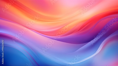 Blue, purple, pink, red and orange flowing abstract background. Concept of soft and relaxing visuals, calming rhythms., abstract colorful background with waves