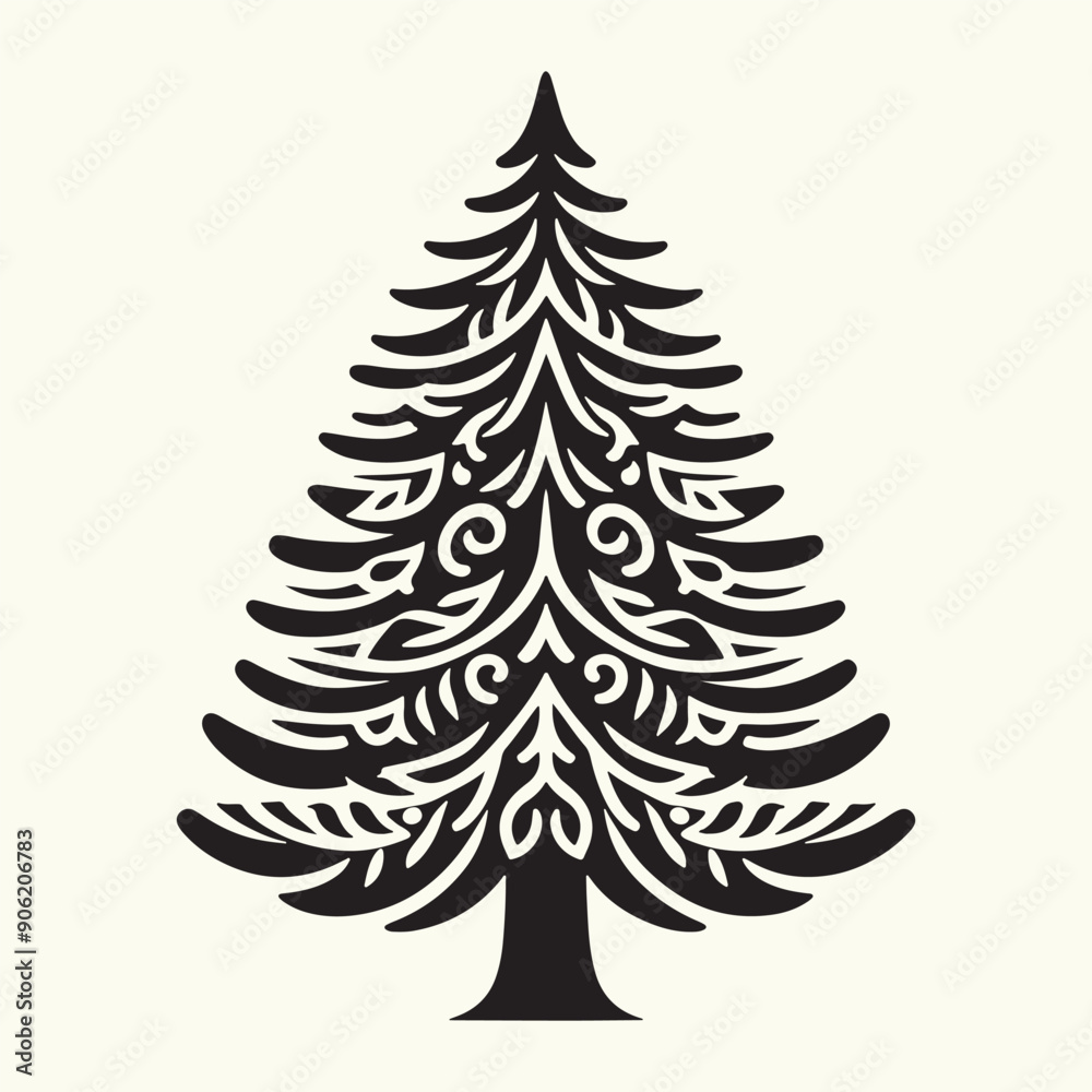 Obraz premium Pine Tree Silhouette vector illustration isolated in an empty background